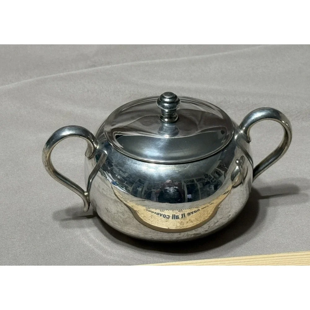 Silver Plated  Sugar Bowl With‎ Top And Creamer Vintage